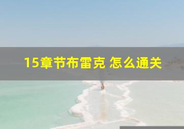 15章节布雷克 怎么通关